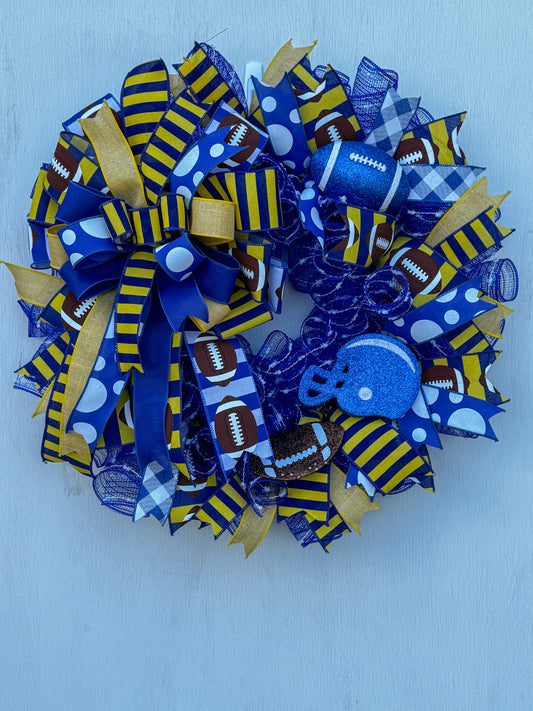 Game Day Spirit Blue & Gold Football Wreath | Westview & Martin Middle School | 24"