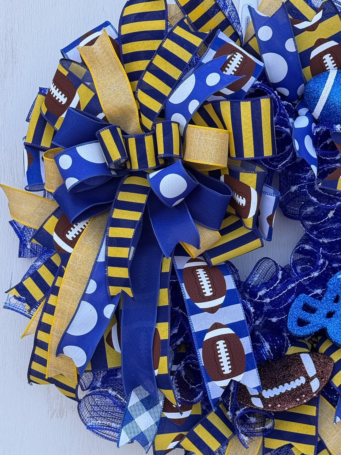 Game Day Spirit Blue & Gold Football Wreath | Westview & Martin Middle School | 24"