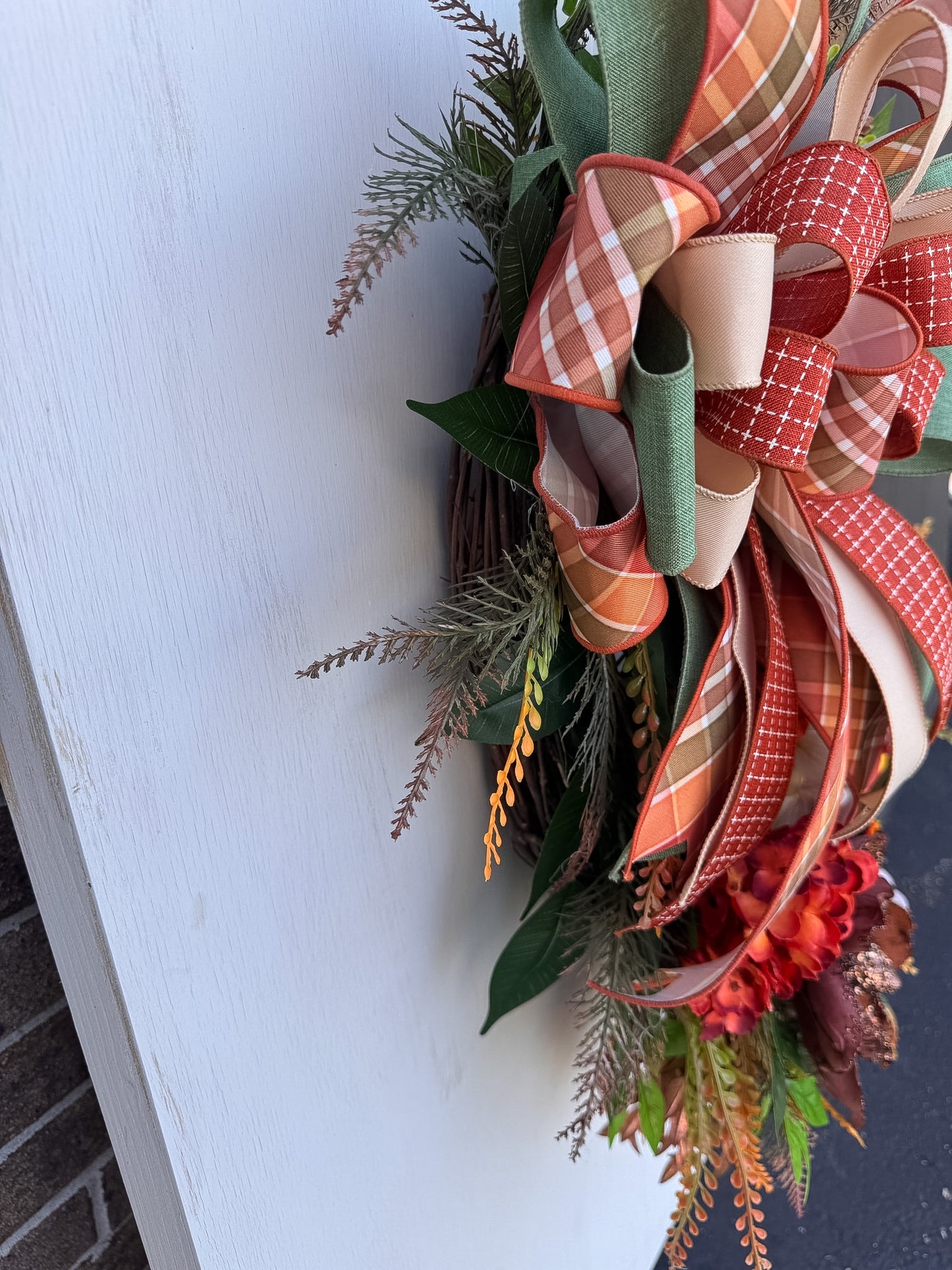 Grateful, Thankful & Blessed Fall Floral Wreath | Designer Brilliance Ribbon | 32" Statement Door Decor