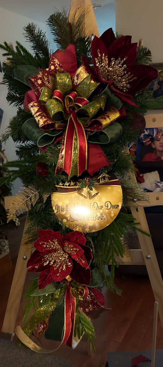 Nativity Christmas Swag – Burgundy, Emerald & Gold