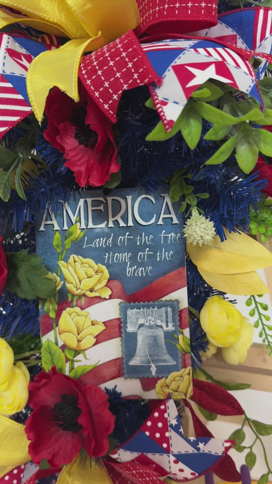 🇺🇸 America 250 Patriotic Door Swag – Land of the Free, Home of the Brave